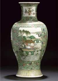 19th century A famille verte baluster vase